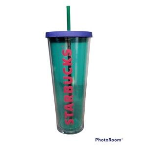 Starbucks 2014 Pink, Blue & Teal Venti Cold Cup 24 oz